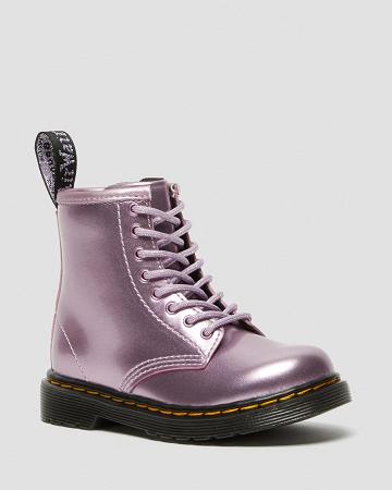 Dětské Šněrovací Boty Dr Martens Toddler 1460 Metallic Růžové | CZ 128GSO